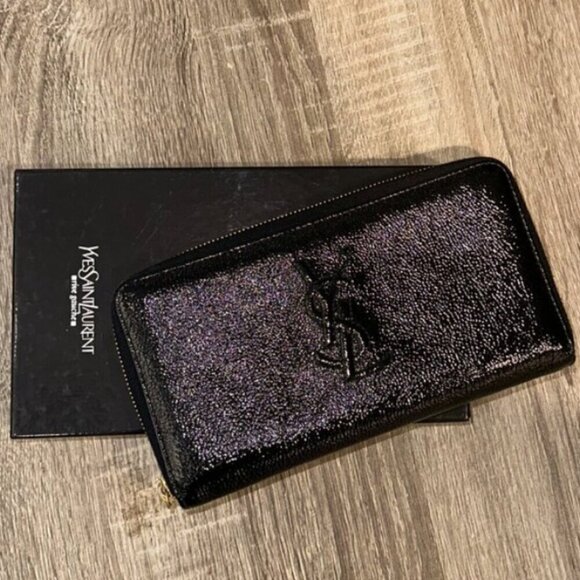 AUTHENTIC Yves Saint Laurent Patent Leather Continental Luxury Wallet - Picture 1 of 2